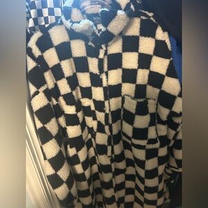 Out of This World Oversized Checkerboard Sherpa Coat